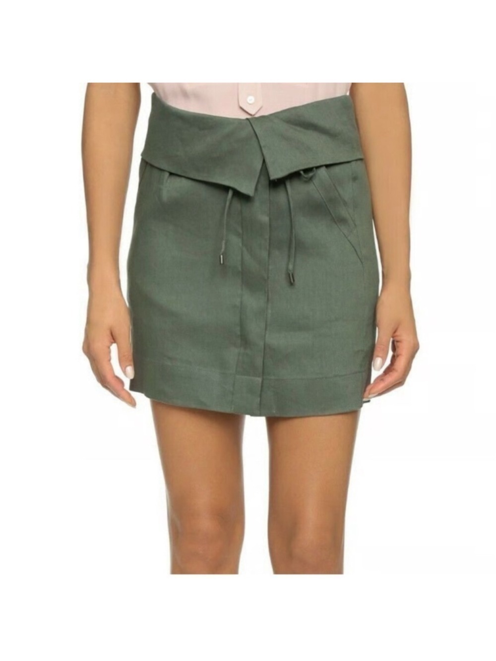 Vince skirt Cypress green Size 14 fold over waist linen blend